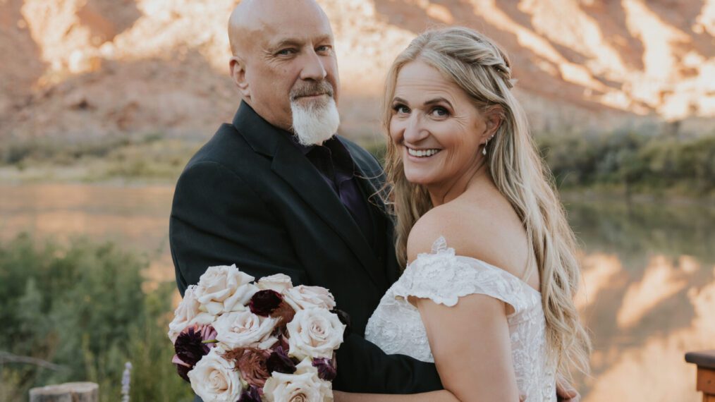 Christine Brown, former talent of TLC’s Sister Wives, on her wedding day to David Woolley in Moab, Utah.