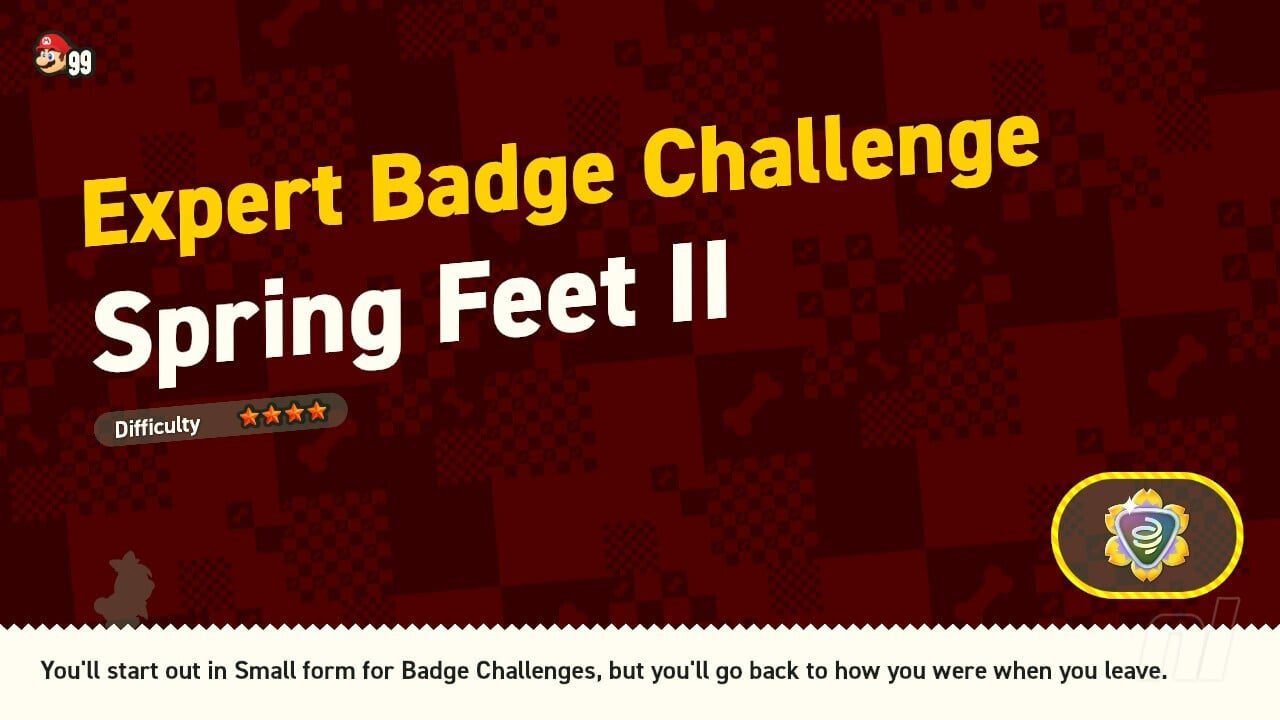 Super Mario Bros. Wonder : Deep Magma Bog - Défi de badge d'expert - Spring Feet II
