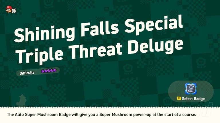 Super Mario Bros. Wonder: Special World - Déluge spécial triple menace de Shining Falls
