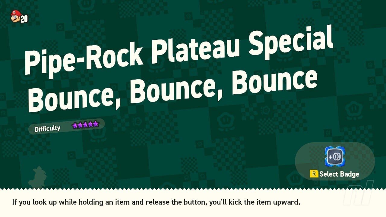 Super Mario Bros. Wonder: Special World - Plateau Pipe-Rock spécial Bounce, Bounce, Bounce
