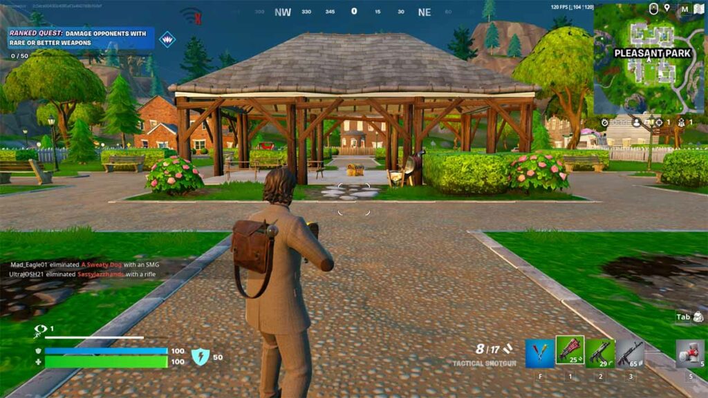 Une image de Pleasant Park, l'un des meilleurs POI Fortnite du jeu.