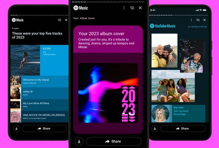 YouTube Music apporte des pochettes d’album personnalisées à son récapitulatif 2023