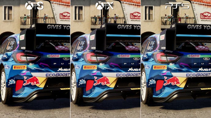 comparaison à trois voies d'EA Sports WRC entre Xbox Series X, Series S et PS5