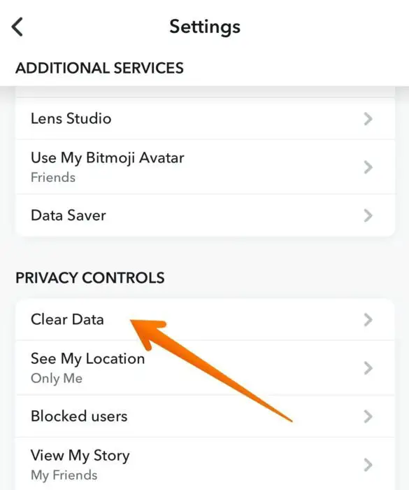 Ouvrez les paramètres de données de Snapchat