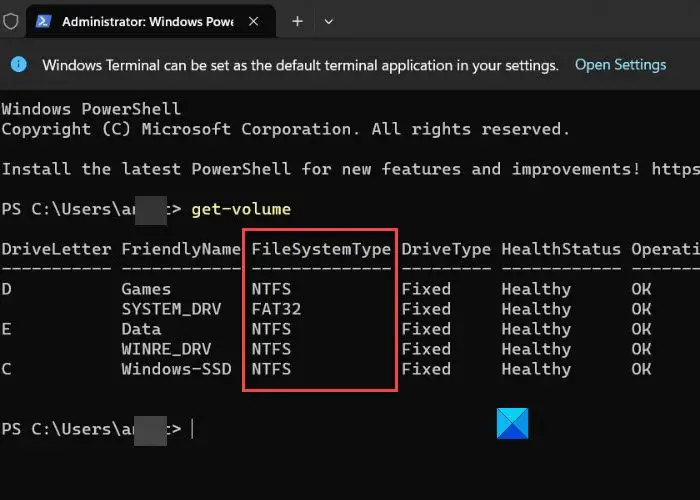 Système de fichiers de lecteur dans PowerShell