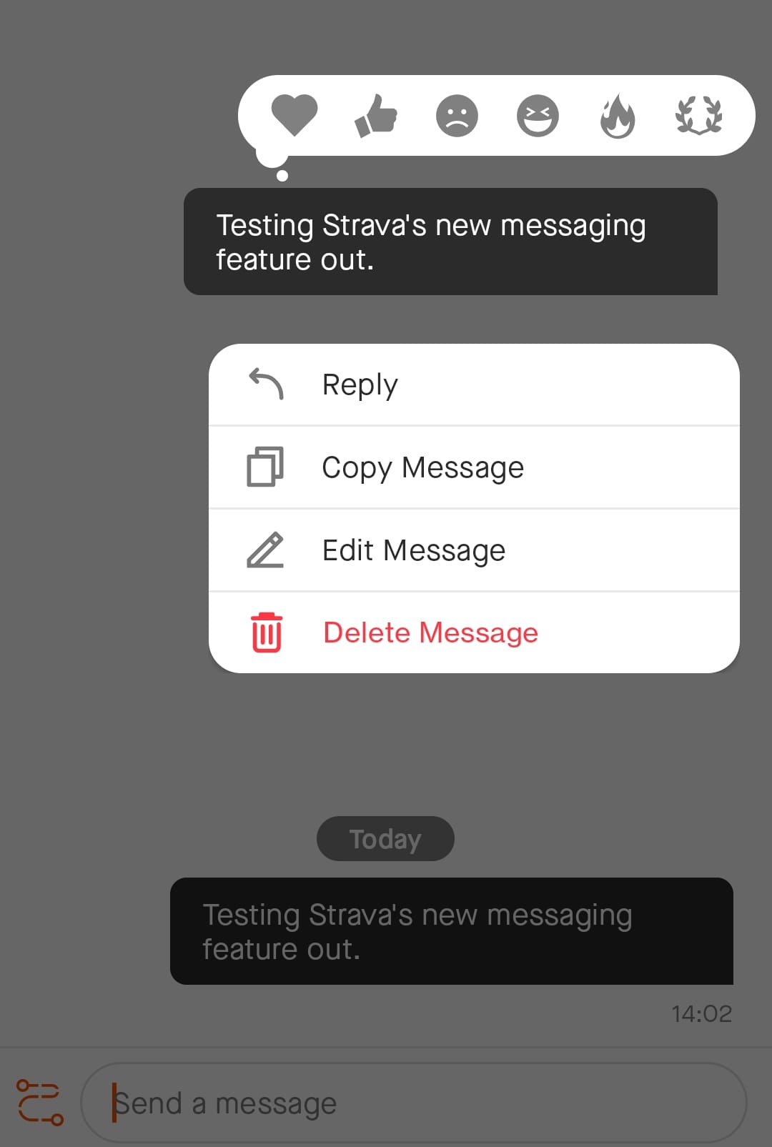 Messagerie Strava