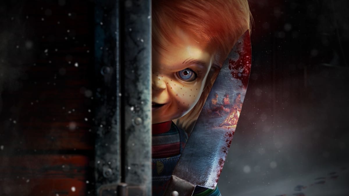 Chucky holds a knife in the snow in Dead by Daylight