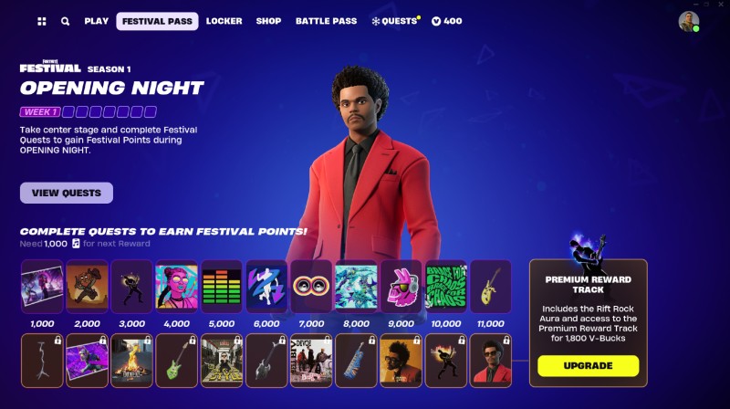 Fortnite Festival Chapitre 5 Saison 1 The Weeknd Battle Pass Track Rock Band