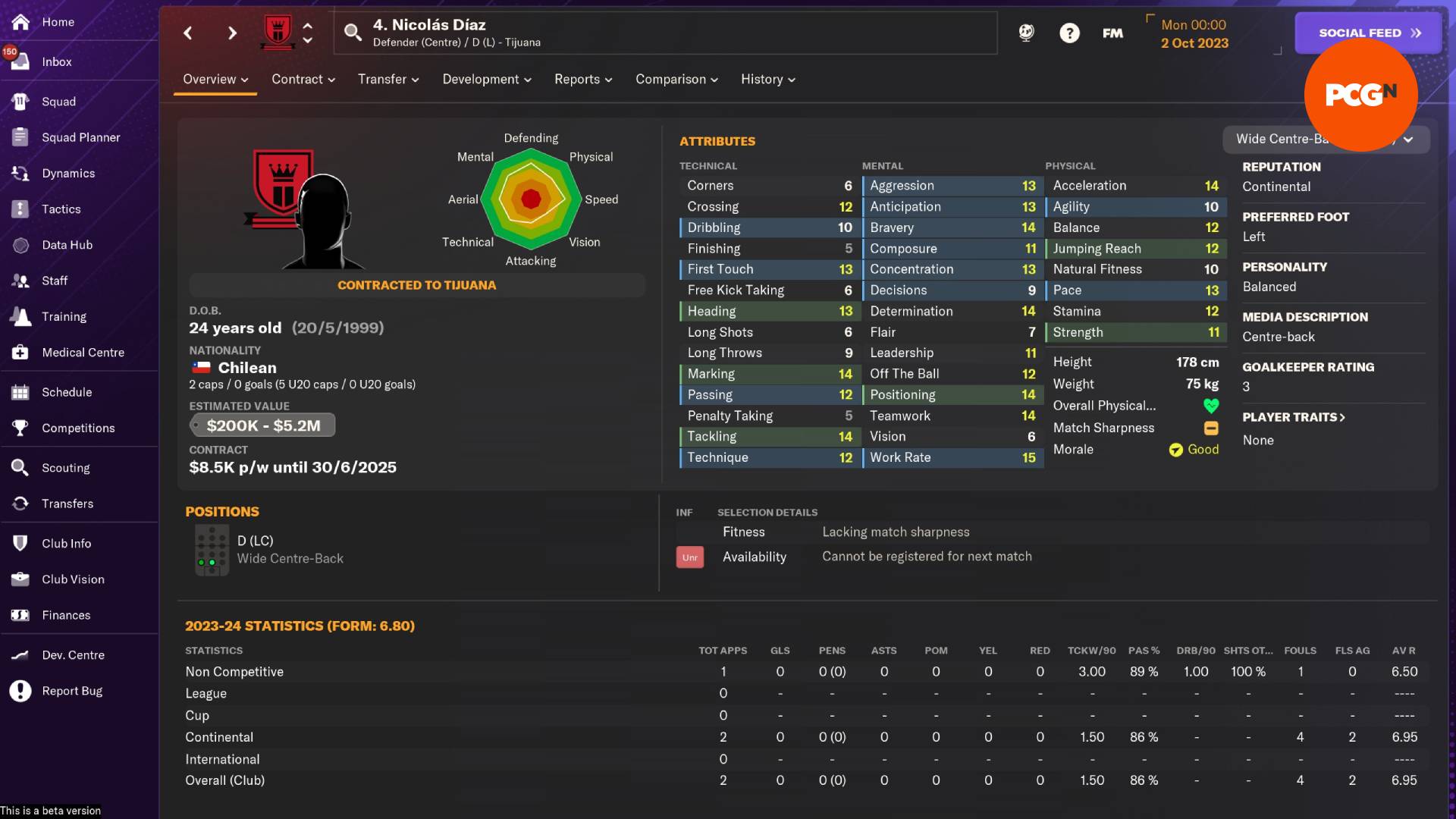 Bonnes affaires Football Manager 2024 : Nicolas Diaz