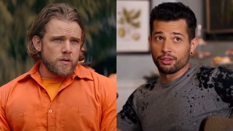 A screenshot of Max Thieriot in Fire Country and Rafael De La Fuente in Dynasty.