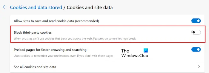 Autoriser les cookies tiers dans Edge