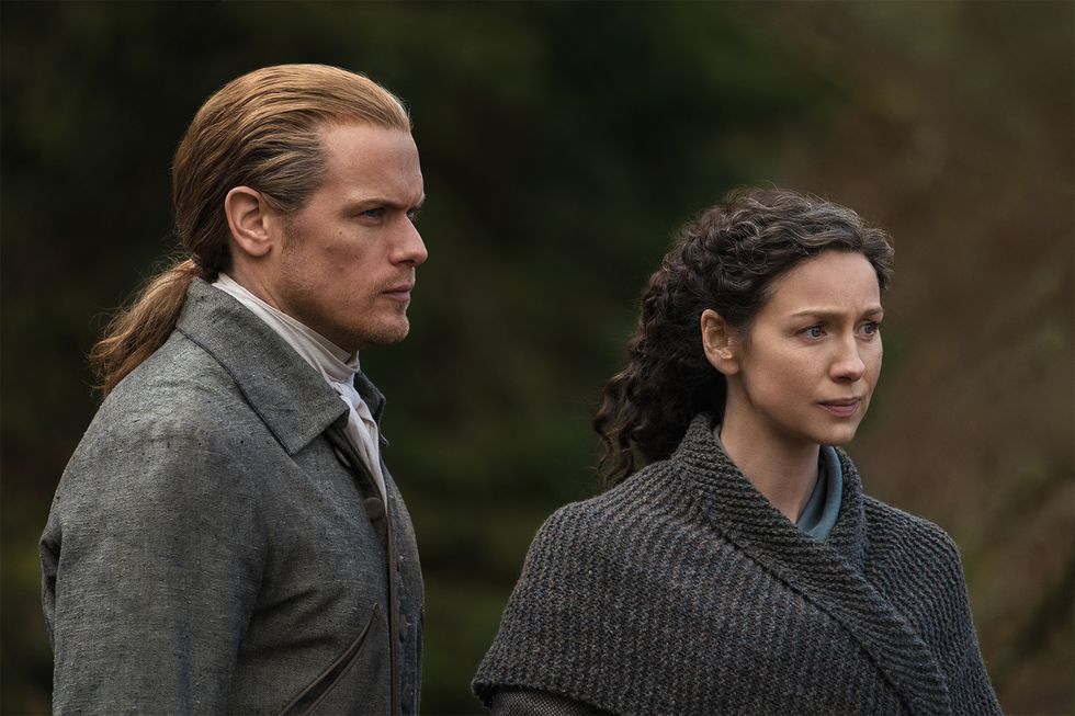 Catriona Balfe comme Claire, Sam Heughan comme Jamie Fraser, Outlander, saison 6