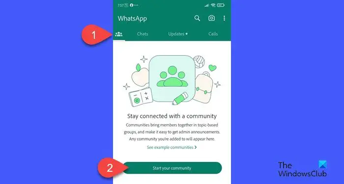 Option Communautés sur WhatsApp