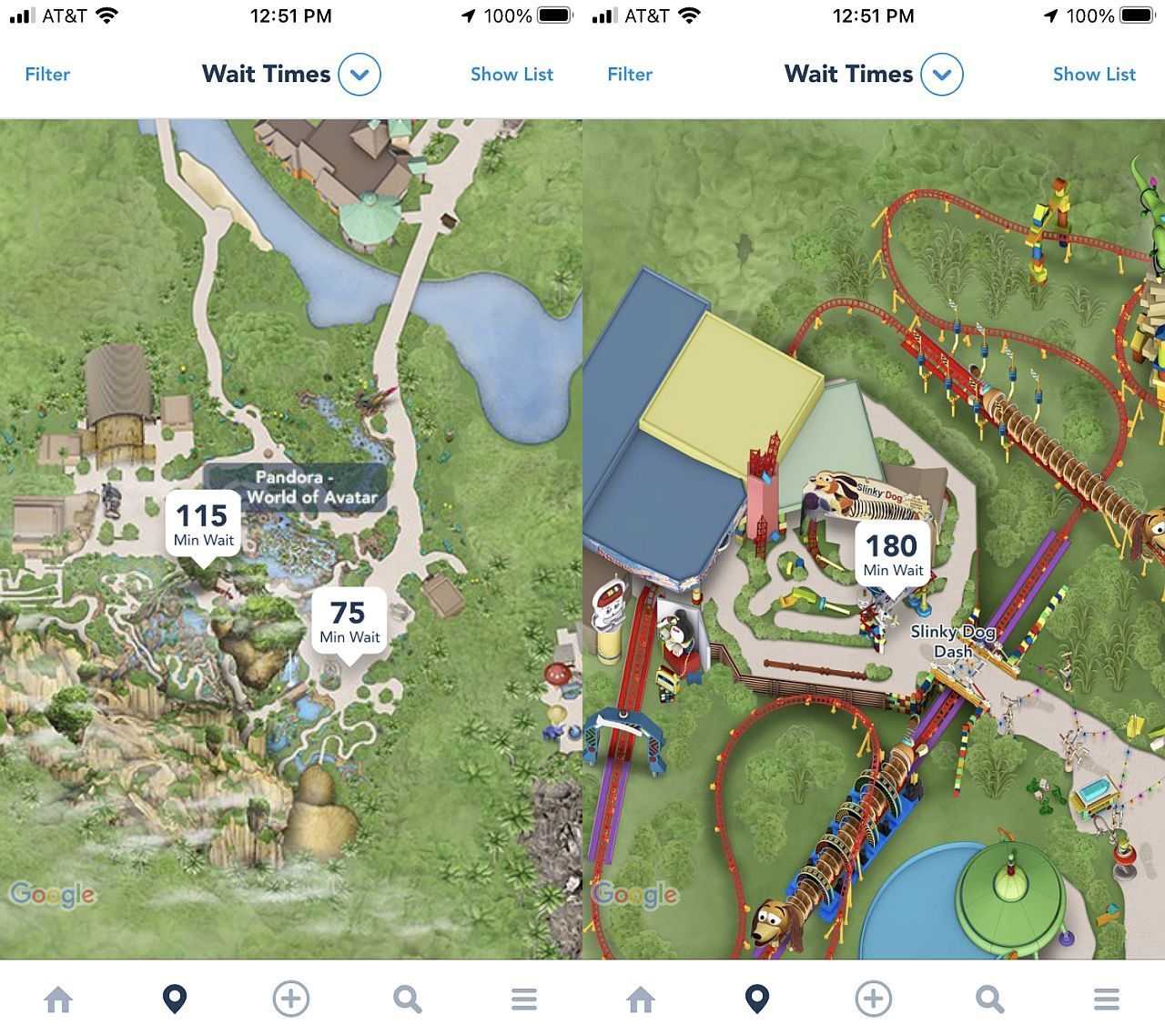 Temps d'attente à Walt Disney World depuis l'application