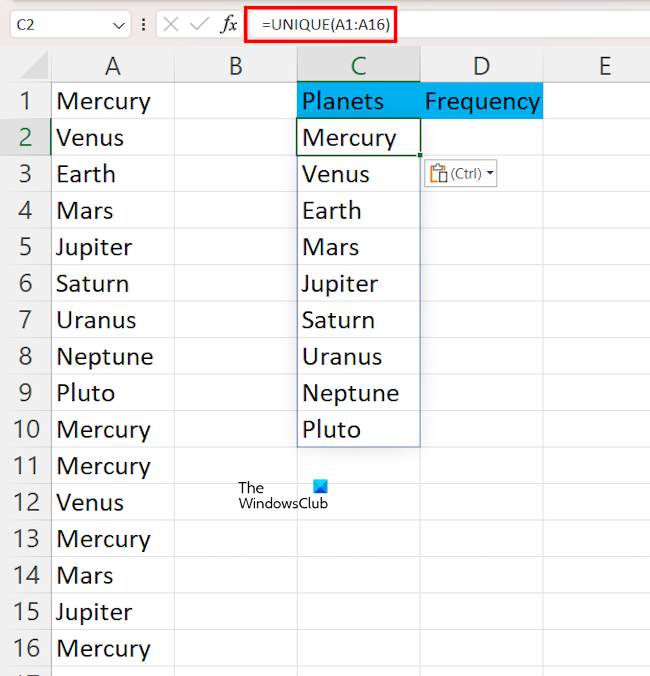 Utiliser la formule unique dans Excel