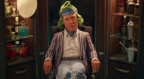 Hugh Grant as an Oompa Loompa in the Wonka trailer.