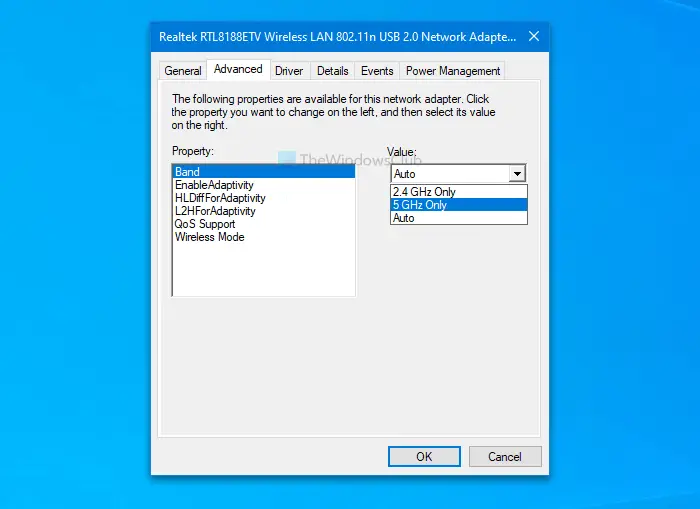 Comment basculer entre les bandes Wi-Fi 2,4 GHz et 5 GHz sous Windows 10