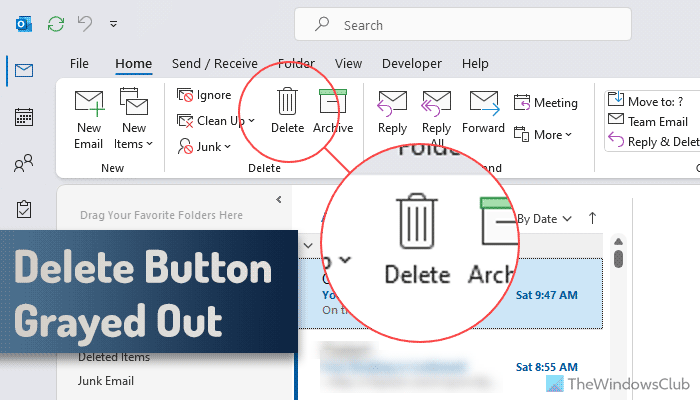 Bouton Supprimer Outlook grisé [Fix]