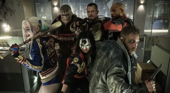 Harley Quinn, Deadshot, Captain Boomerang, Rick Flag, Katana and Killer Croc in Suicide Squad