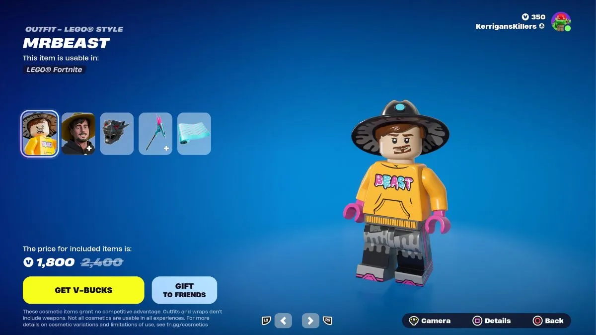 The LEGO MrBeast skin in Fortnite.