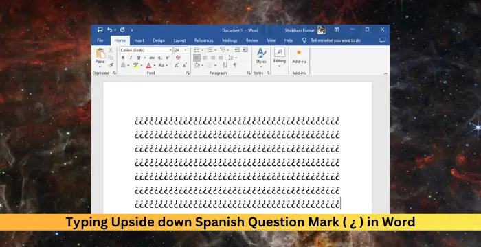 Comment taper le point d’interrogation espagnol à l’envers ( ¿ ) dans Word ?