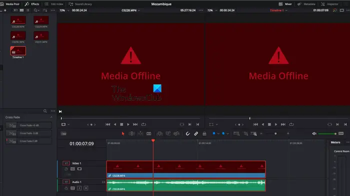 Davinci Resolve Media Offline, mais l’audio est lu