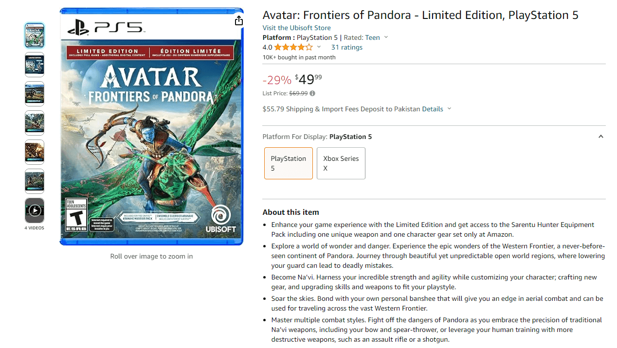 Avatar : Frontières de Pandore Édition Limitée