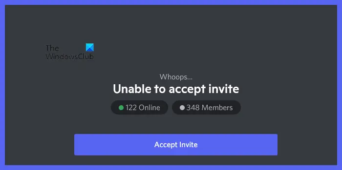 Impossible d’accepter l’invitation dans Discord [Fix]