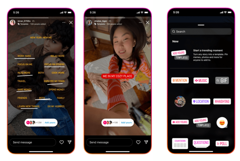 Instagram déploie de nouveaux modèles d’histoires personnalisables