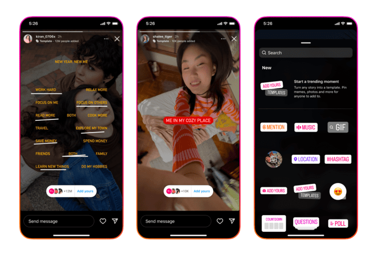 Instagram lance des modèles personnalisables « Ajoutez le vôtre »