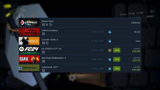 Une image montrant les statistiques de Lethal Company sur la liste des meilleures ventes Steam