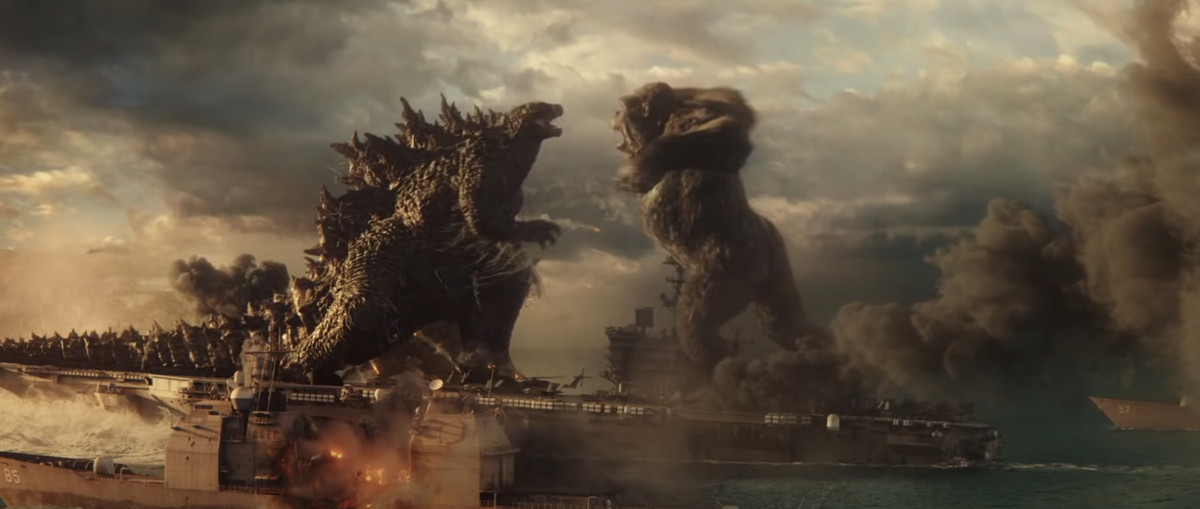 Godzilla combat Kong sur un porte-avions