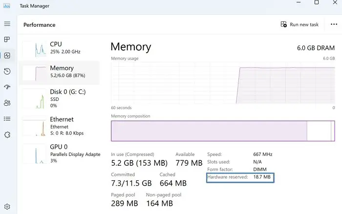 Mémoire réservée au matériel trop élevée sous Windows ;  Comment réduire ?