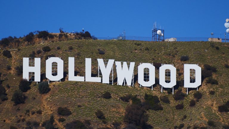 The Hollywood Sign in Los Angeles, California on February 12, 2021.