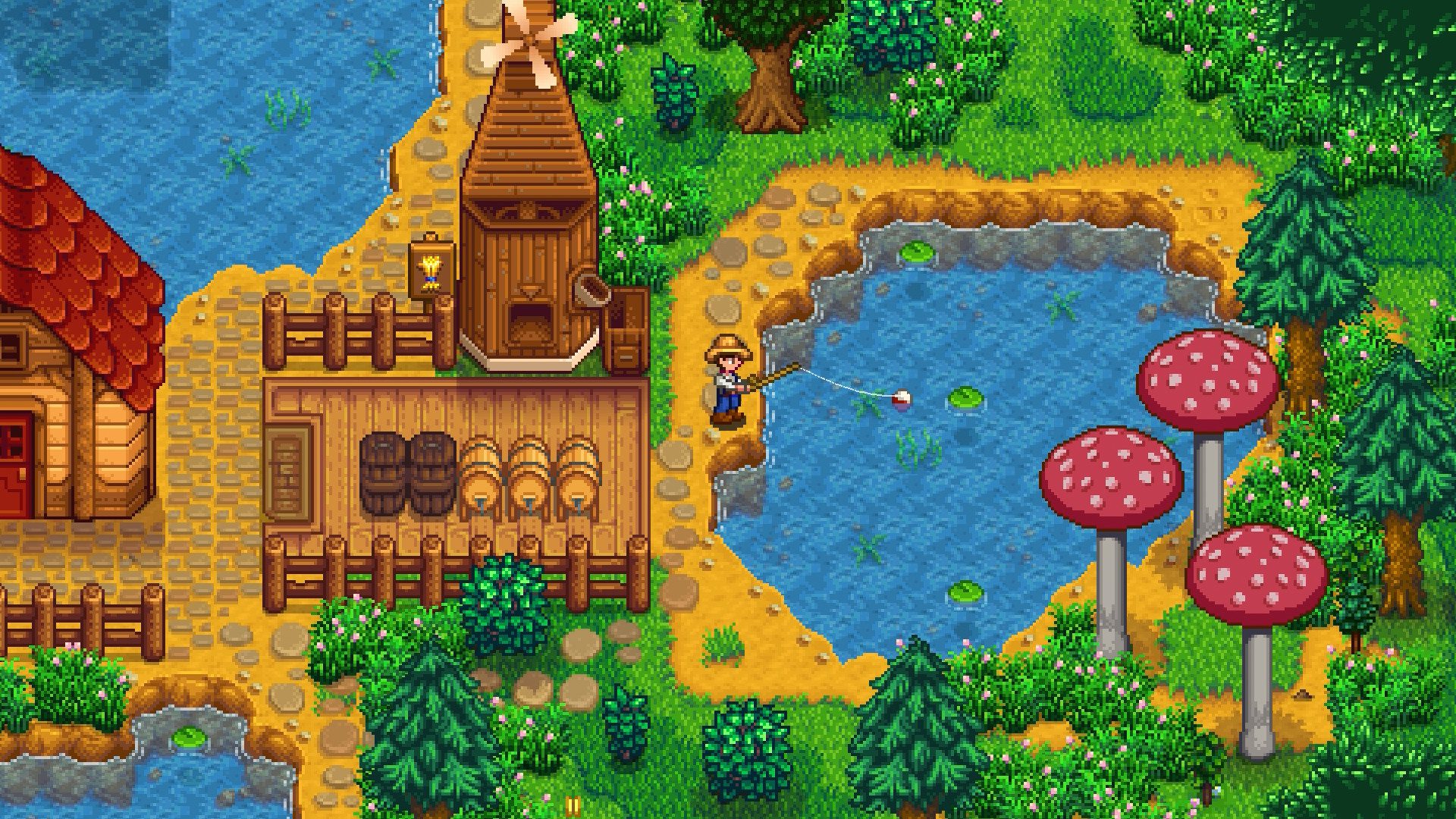 A river in Stardew Valley where you can catch a catfish.