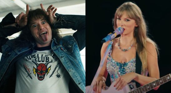 Eddie Munson in Stranger Things 4 and Taylor Swift in Eras Tour movie