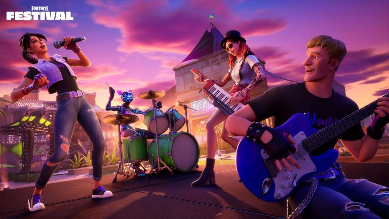 People playing in Fortnite Festival. This image is part of an article about the full setlist in Fortnite Festival.