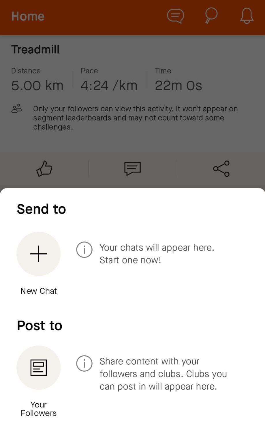 Strava : Partager une activité dans un message