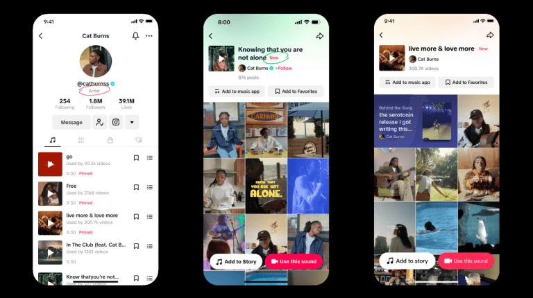 TikTok lance des balises de compte dédiées aux artistes et de nouveaux outils promotionnels