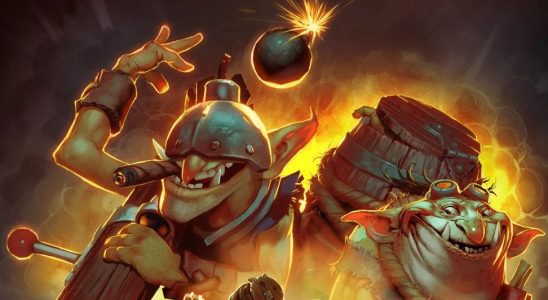 A pair of trap-laying goblins in Dota 2, smoking cigars and chucking bombs.