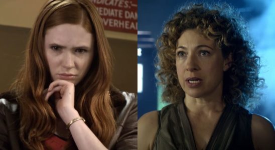 From left to right: Karen Gillan and Alex Kingston in screenshots from Doctor Who.