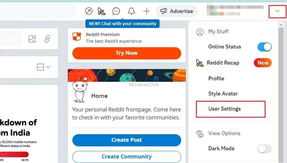 Cliquez sur Utiliser les paramètres sur Reddit à partir du navigateur Web