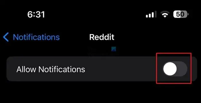 Désactiver les notifications Reddit dans iOS