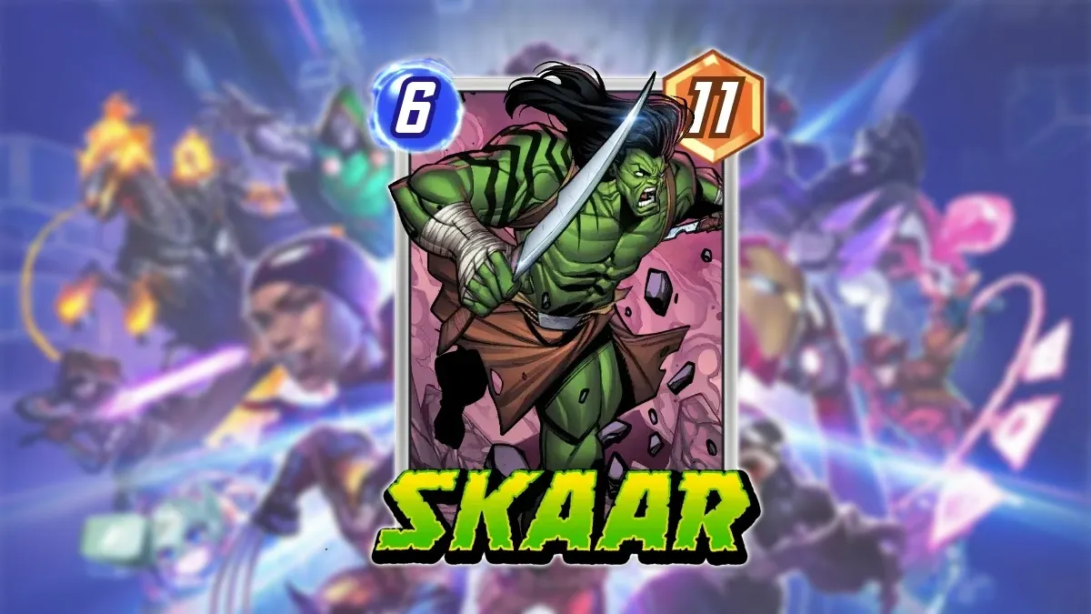 A header for the Skaar card in Marvel Snap.