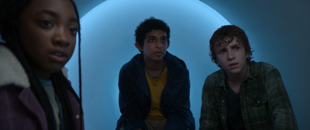 Leah Sava Jeffries, Aryan Simhadri et Walker Scobell dans l'épisode 4 de la saison 1 de « Percy Jackson et les Olympiens »