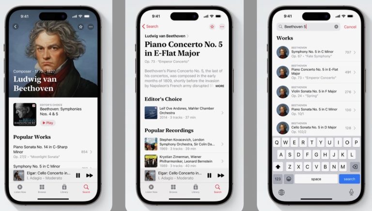 Apple Music Classical sera lancé en Chine, au Japon, à Taiwan et plus encore le 24 janvier