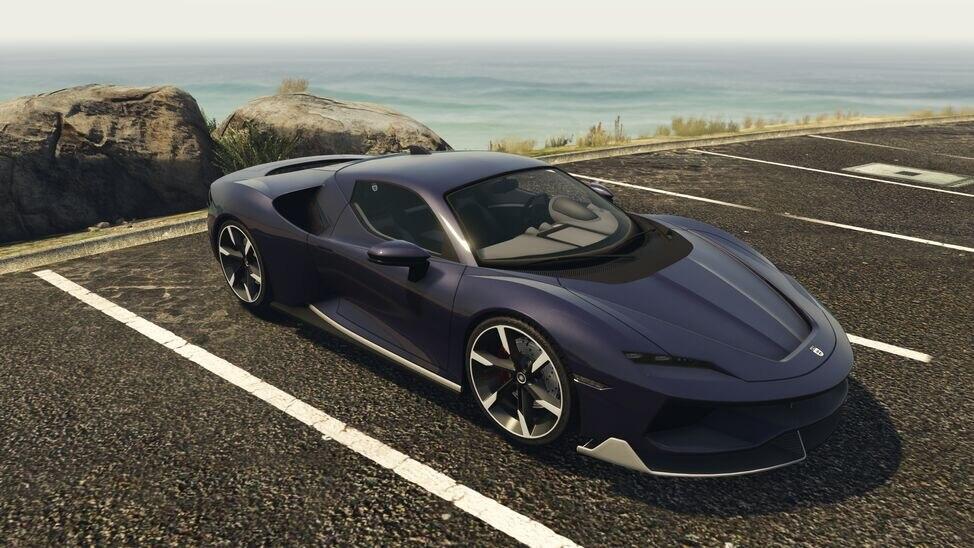 La Grotti Italia RSX dans GTA 5. Cette image fait partie d'un article sur les voitures les plus rapides de GTA 5, classées par vitesse.