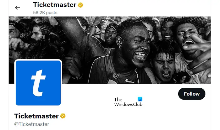 Compte Twitter officiel de Ticketmaster