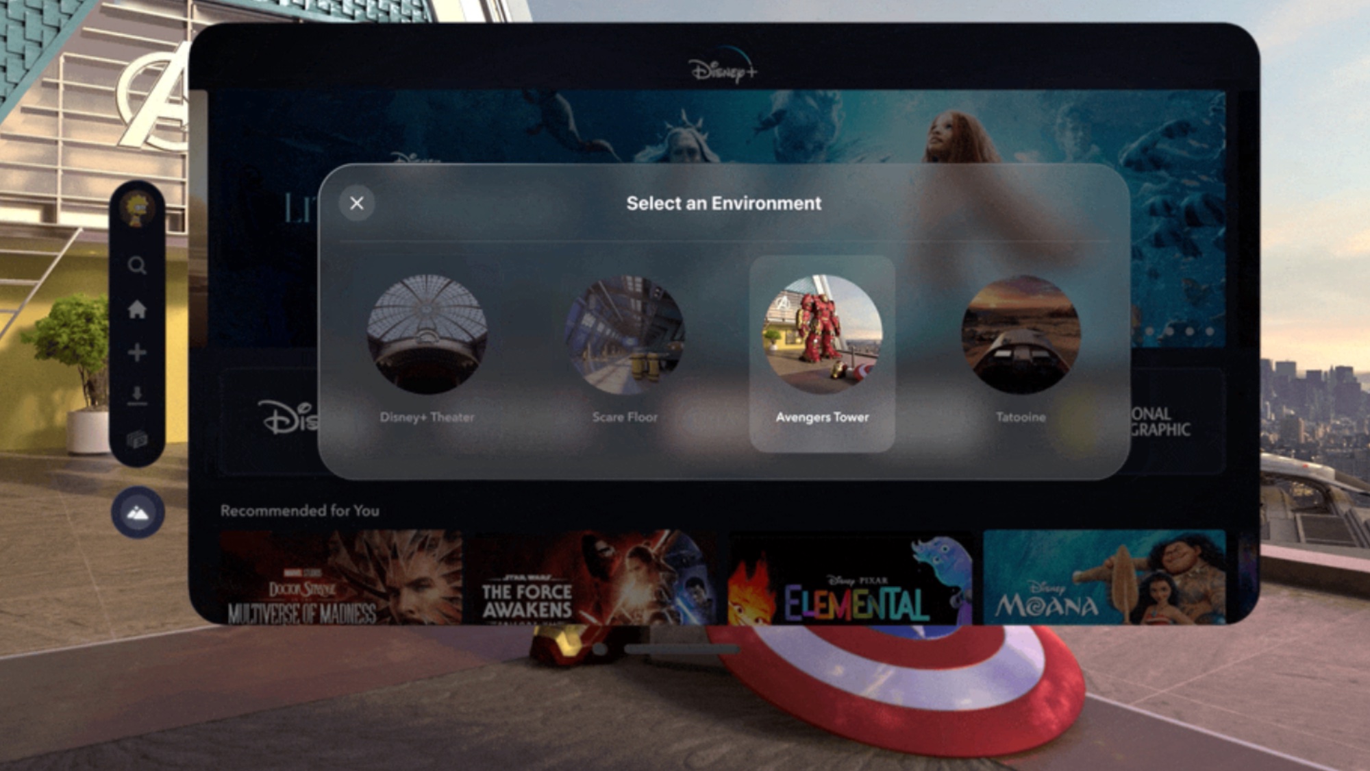 Environnement Apple Vision Pro Disney+ Avengers Tower