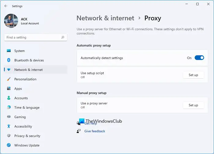 paramètres de proxy Windows 11